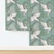 Abstract Birds Art Nouveau Stained Glass Swan Geometric Monochromatic Jumbo Scale Modern Green Serene Calming Lines Mcm Minimalist Nature Custom Removable Wallpaper by Spoonflower Peel & Stick Wallpaper 2FT Wide
